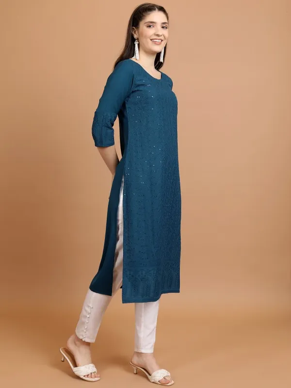 Woven Design Straight Kurta