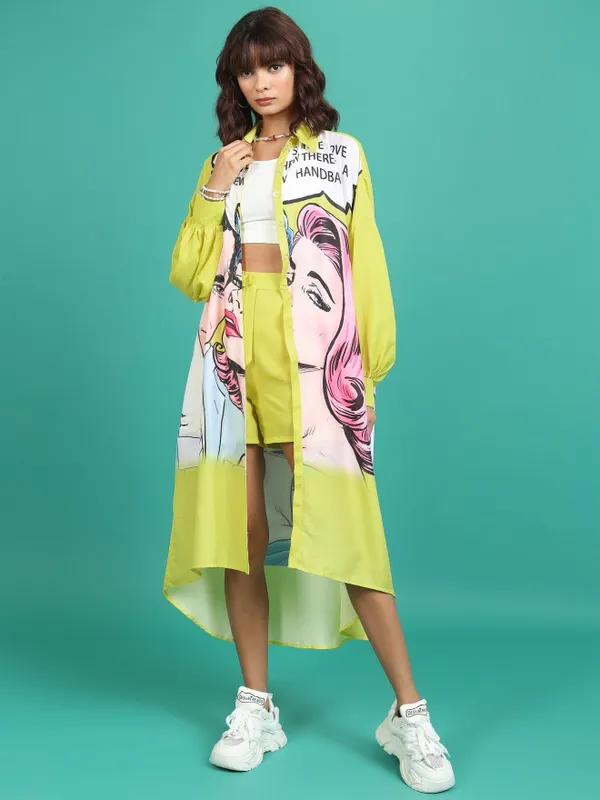 Tokyo Talkies Women Yellow Shirt With Short