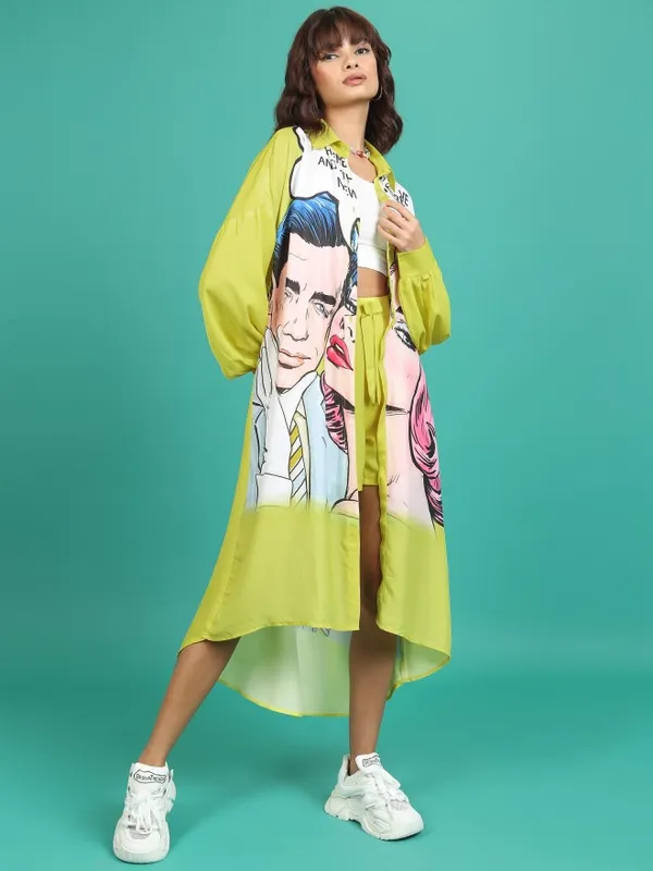 Tokyo Talkies Women Yellow Shirt With Short