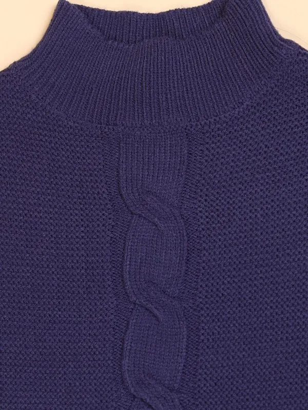  Tokyo Talkies Women Navy Blue High Neck Sweaters