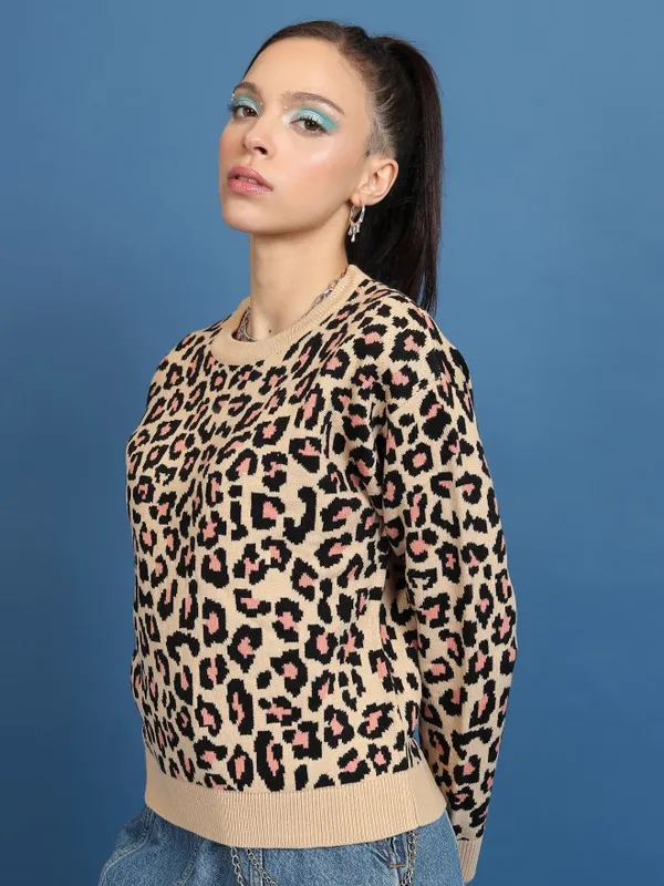  Tokyo Talkies Women Brown Round Neck Sweaters