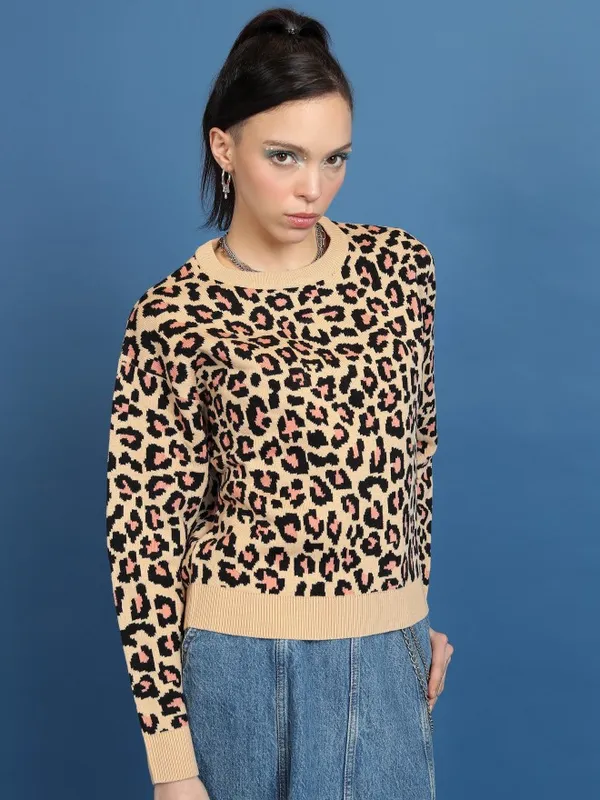  Tokyo Talkies Women Brown Round Neck Sweaters