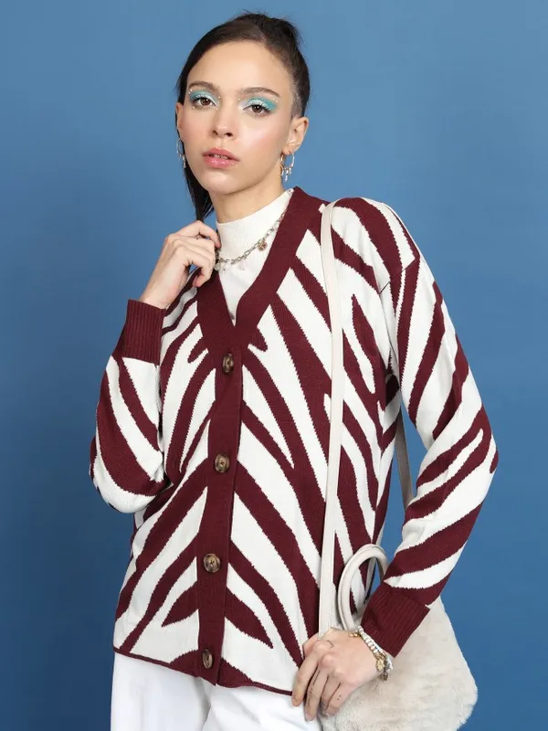  Tokyo Talkies Women Brown V-Neck Sweaters