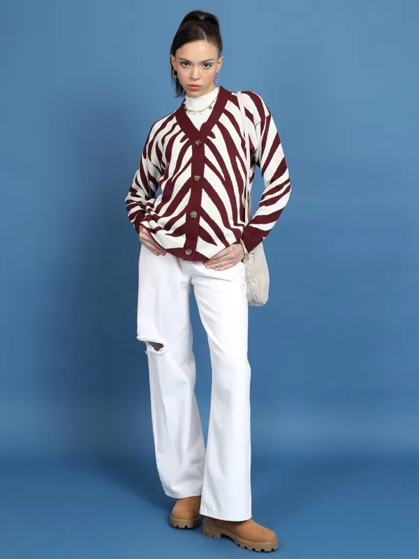  Tokyo Talkies Women Brown V-Neck Sweaters