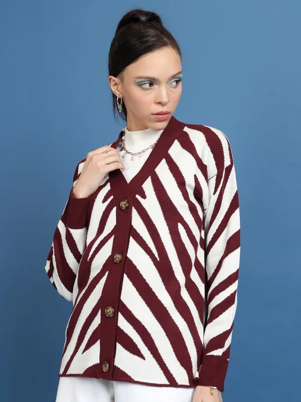  Tokyo Talkies Women Brown V-Neck Sweaters