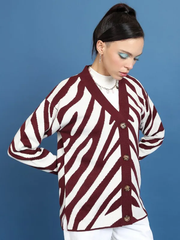  Tokyo Talkies Women Brown V-Neck Sweaters