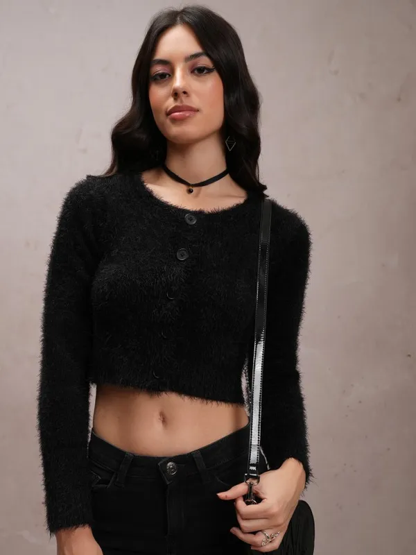  Tokyo Talkies Women Black Round Neck Sweaters