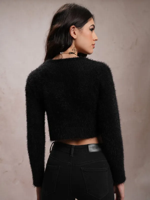  Tokyo Talkies Women Black Round Neck Sweaters
