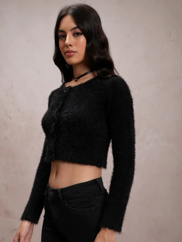  Tokyo Talkies Women Black Round Neck Sweaters