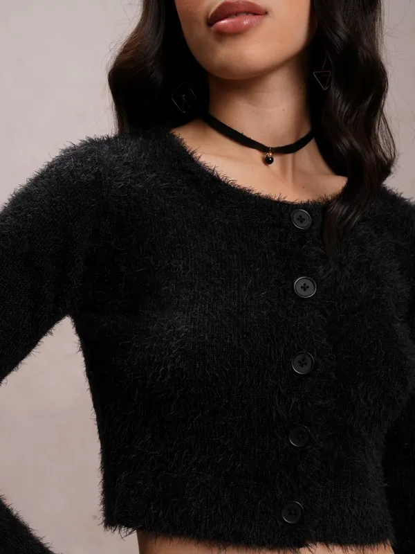  Tokyo Talkies Women Black Round Neck Sweaters