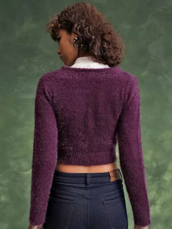  Tokyo Talkies Women Burgundy Round Neck Sweaters