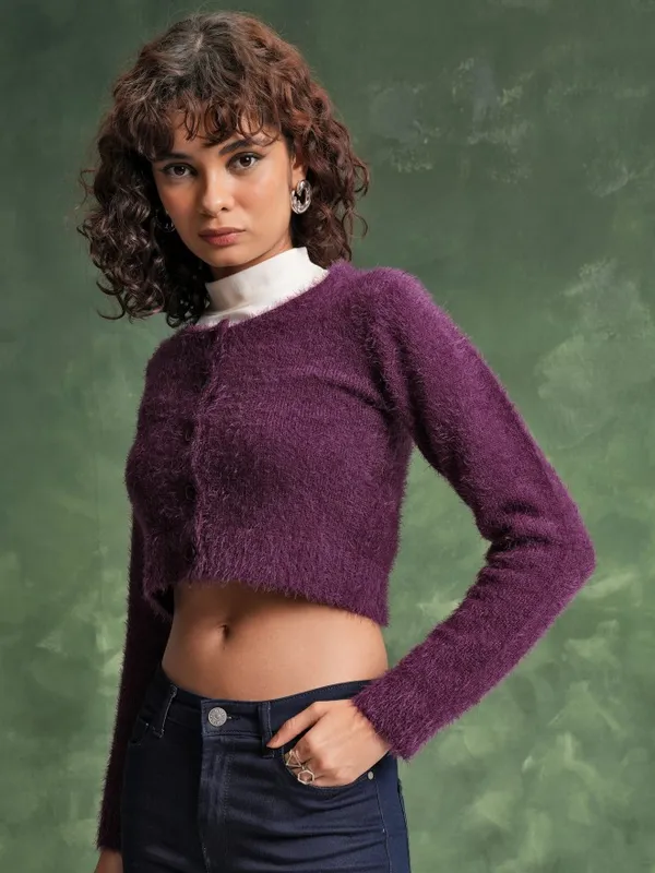  Tokyo Talkies Women Burgundy Round Neck Sweaters