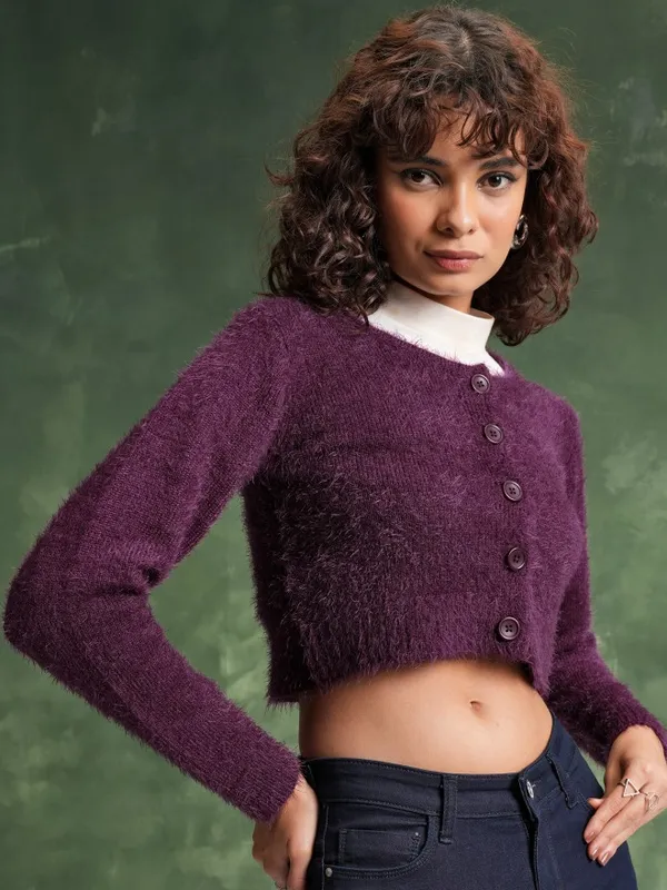  Tokyo Talkies Women Burgundy Round Neck Sweaters