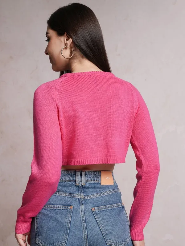  Tokyo Talkies Women Pink Round Neck Sweaters