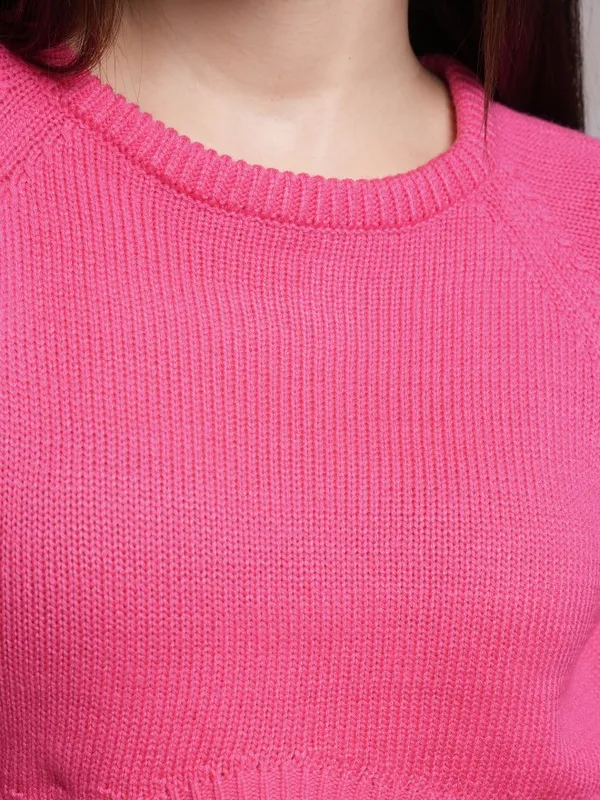  Tokyo Talkies Women Pink Round Neck Sweaters