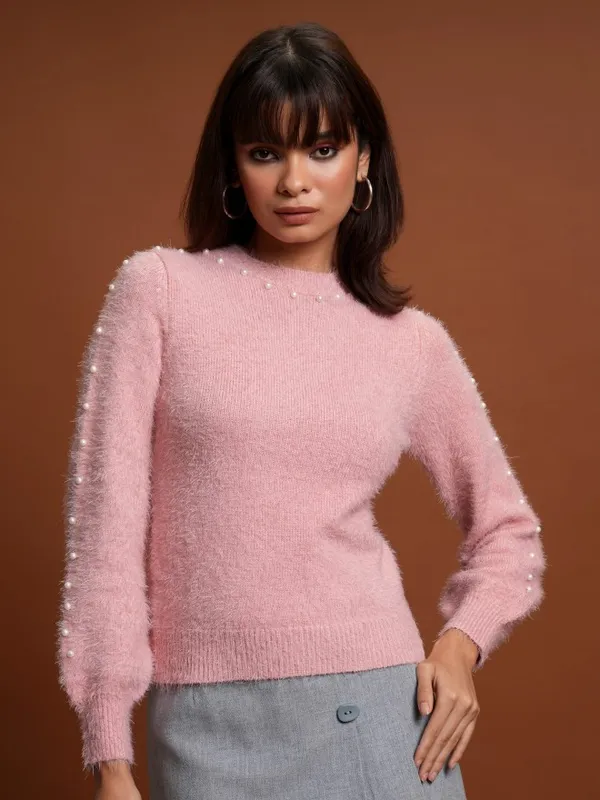  Tokyo Talkies Women Pink Round Neck Sweaters