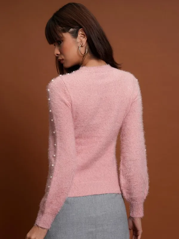  Tokyo Talkies Women Pink Round Neck Sweaters