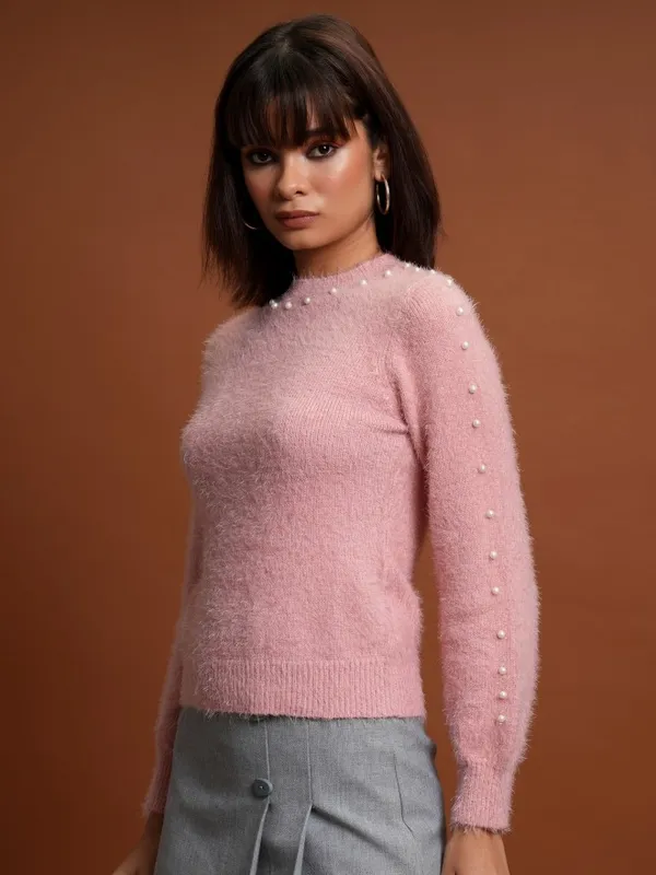  Tokyo Talkies Women Pink Round Neck Sweaters