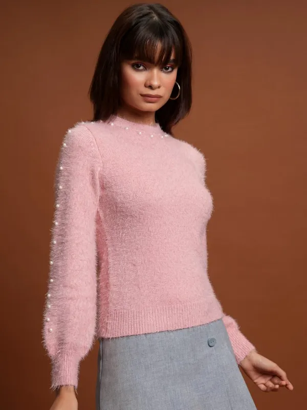  Tokyo Talkies Women Pink Round Neck Sweaters