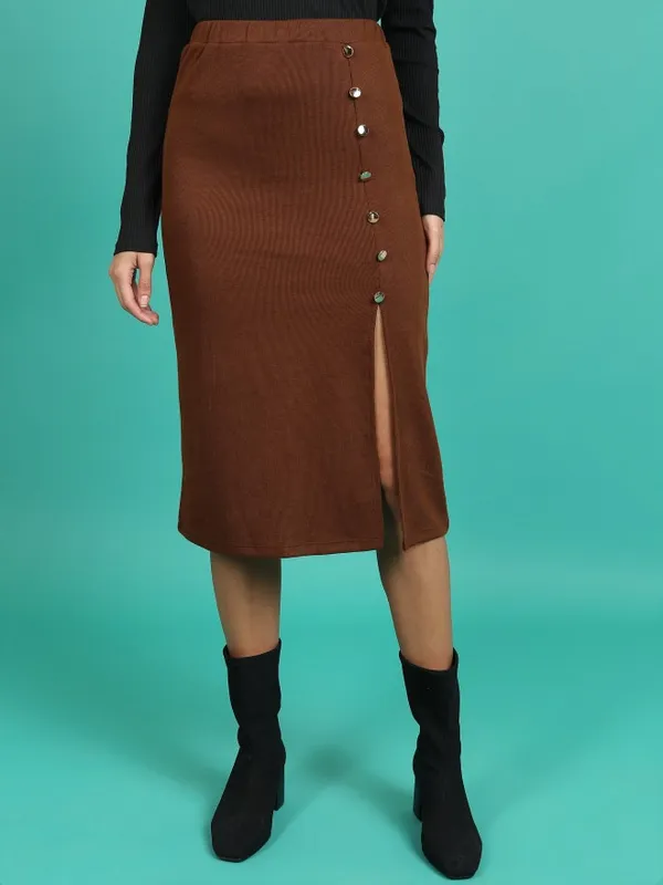  Tokyo Talkies Women Brown Knee Length Skirts