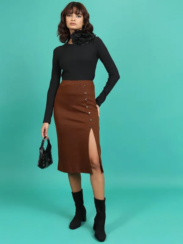  Tokyo Talkies Women Brown Knee Length Skirts