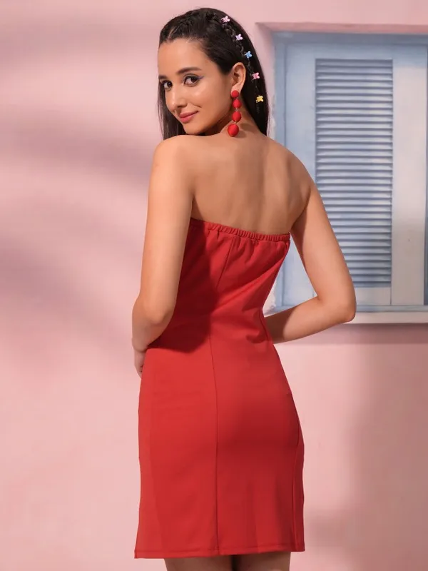 Tokyo Talkies Women Red Solid Sheath Dress