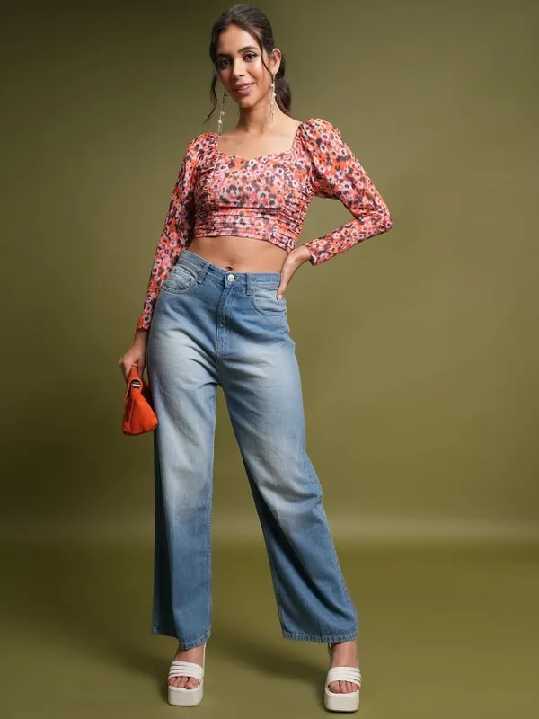  Tokyo Talkies  Women Red Printed Regular Tops
