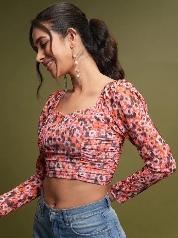  Tokyo Talkies  Women Red Printed Regular Tops