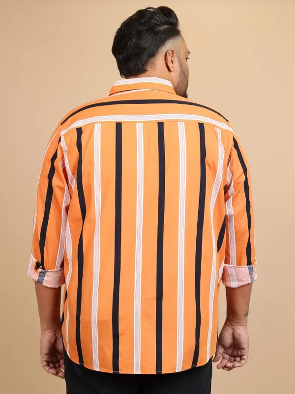  Xtra Ordinary By Highlander Men Terracotta Striped Regular Fit Casual Shirts