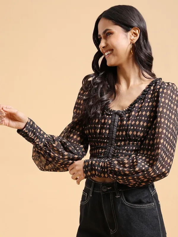  Tokyo Talkies Women Brown Printed Regular Tops