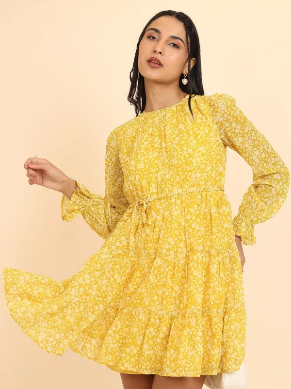 Printed Fit and Flare Dress