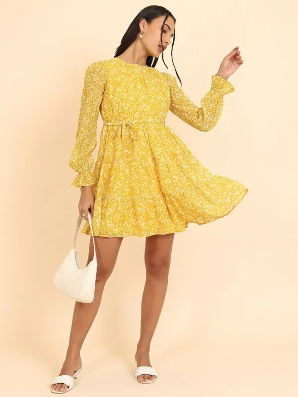 Printed Fit and Flare Dress
