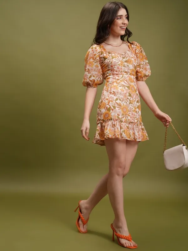 Printed Fit and Flare Dress