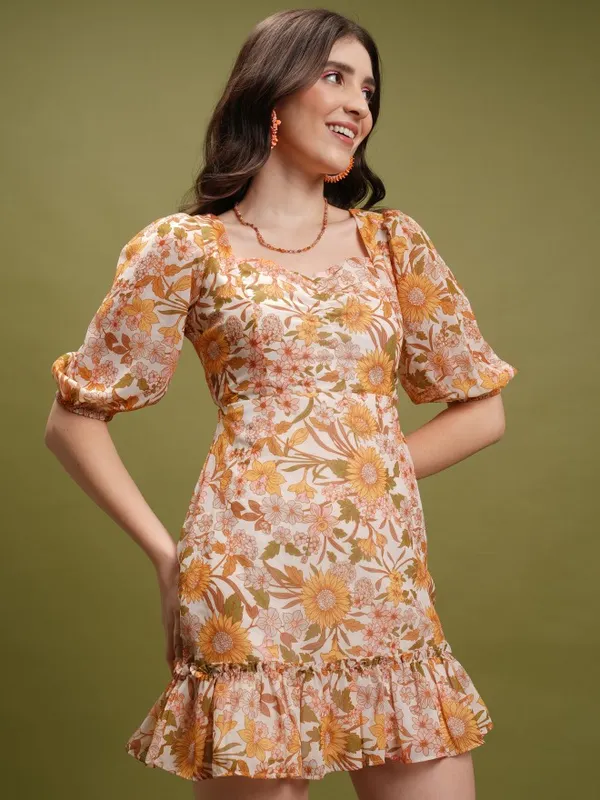 Printed Fit and Flare Dress