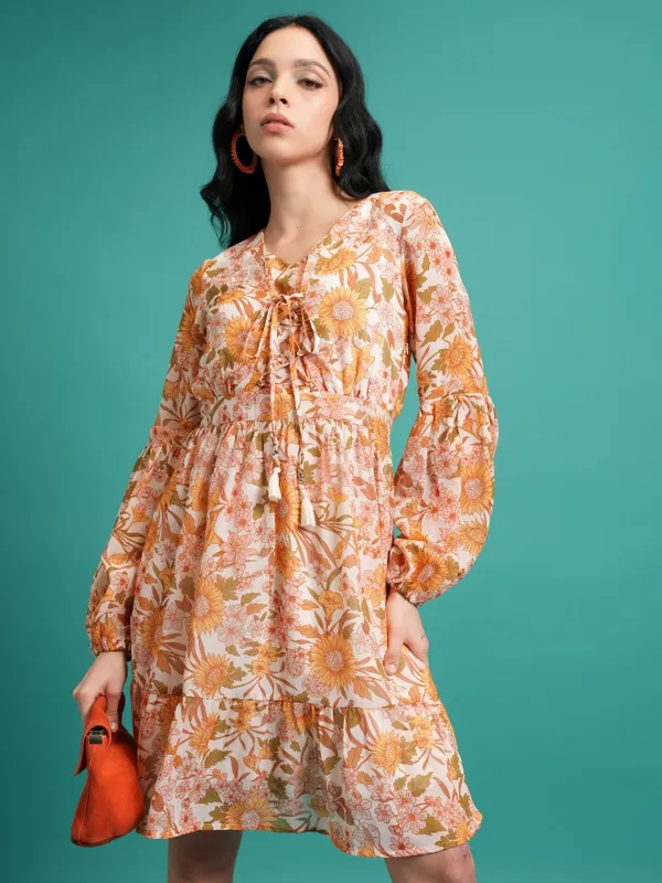 Printed Fit and Flare Dress