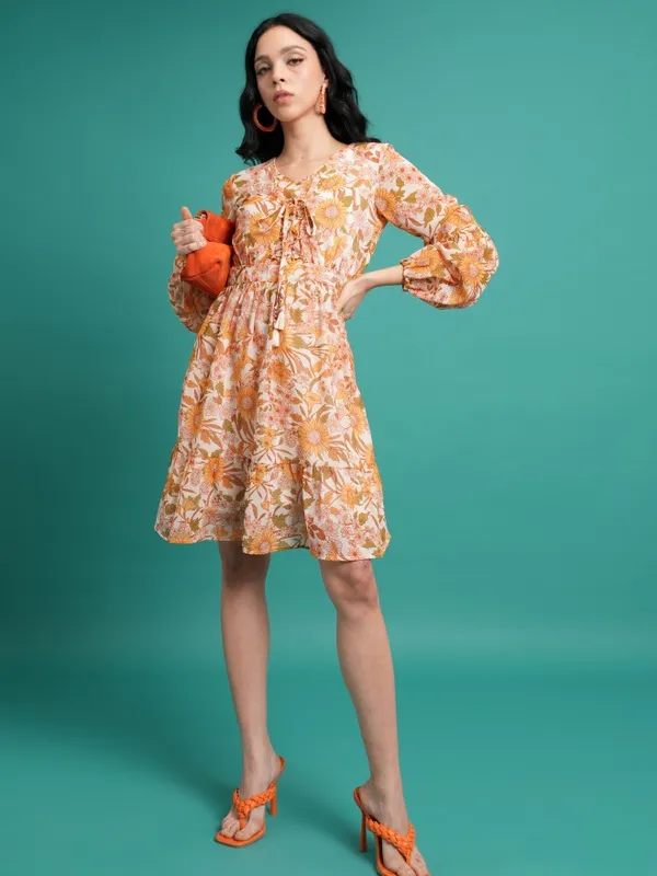 Printed Fit and Flare Dress