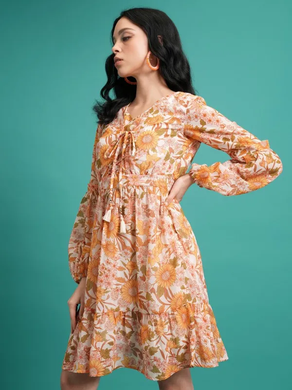 Printed Fit and Flare Dress