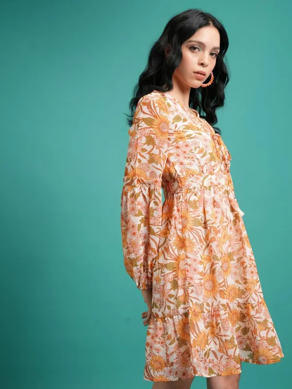 Printed Fit and Flare Dress