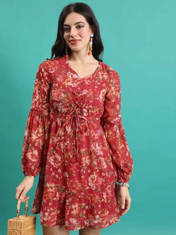 Printed Fit and Flare Dress