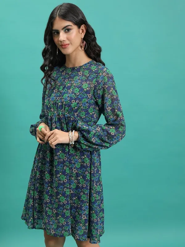 Printed Fit And Flare Dress