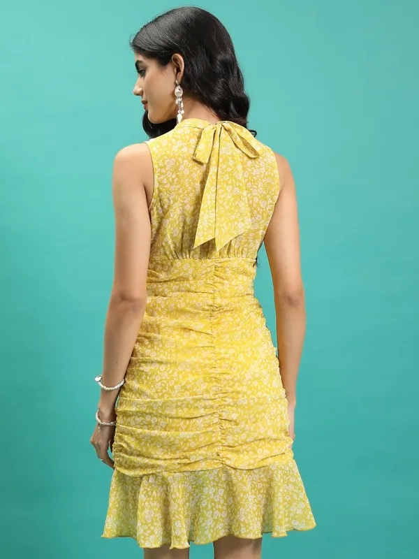 Tokyo Talkies Women Yellow Printed Sheath Dress