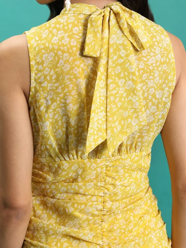 Tokyo Talkies Women Yellow Printed Sheath Dress