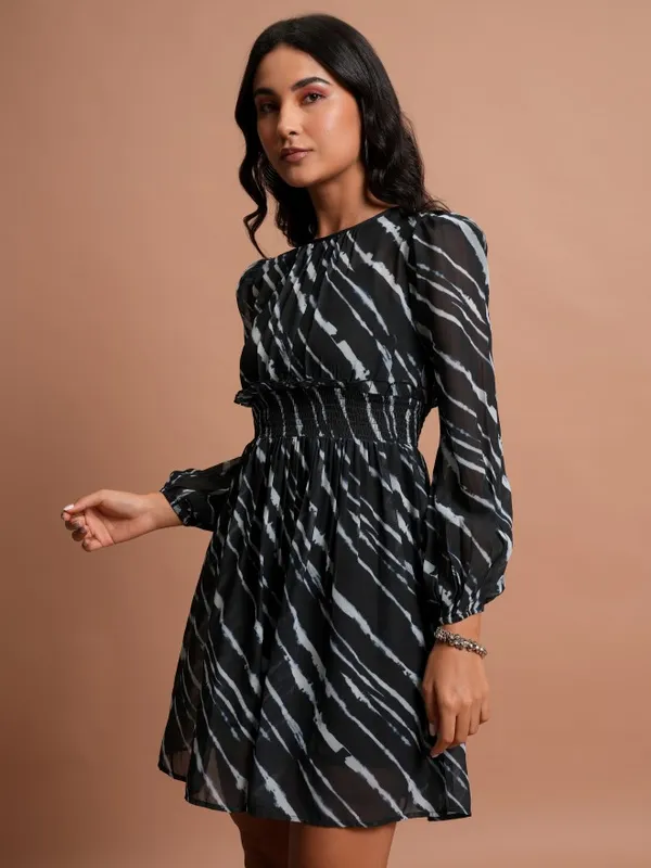  Tokyo Talkies Women Black Printed Fit And Flare Dresses