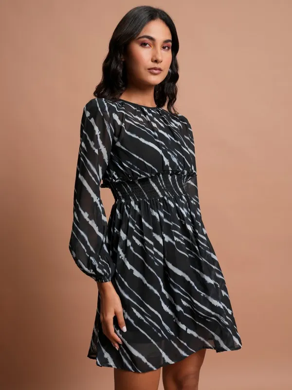  Tokyo Talkies Women Black Printed Fit And Flare Dresses