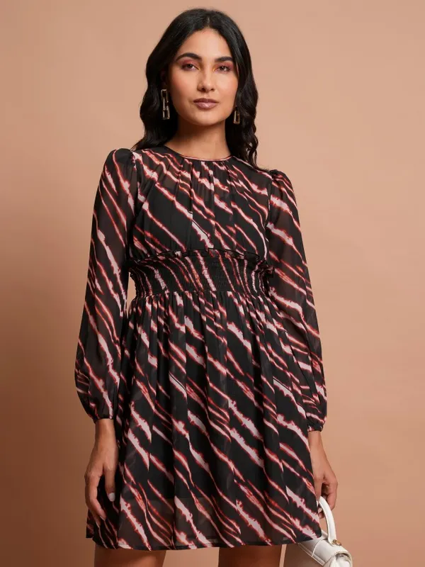  Tokyo Talkies Women Black Printed Fit And Flare Dresses