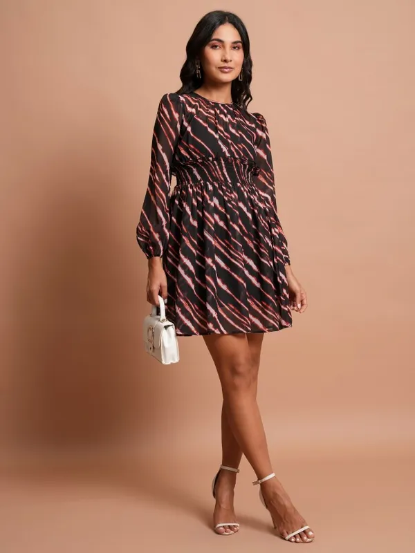  Tokyo Talkies Women Black Printed Fit And Flare Dresses
