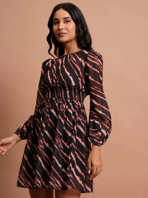  Tokyo Talkies Women Black Printed Fit And Flare Dresses