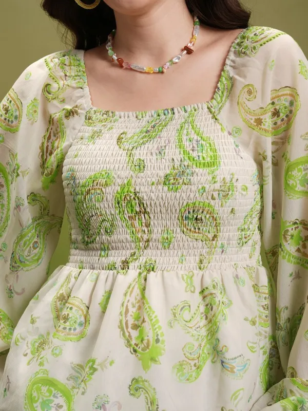  Tokyo Talkies Women White Printed Peplum Tops