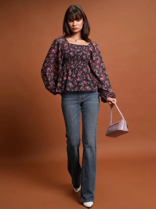 Printed Peplum Top