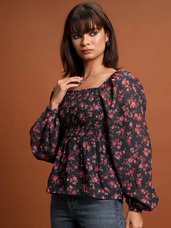 Printed Peplum Top
